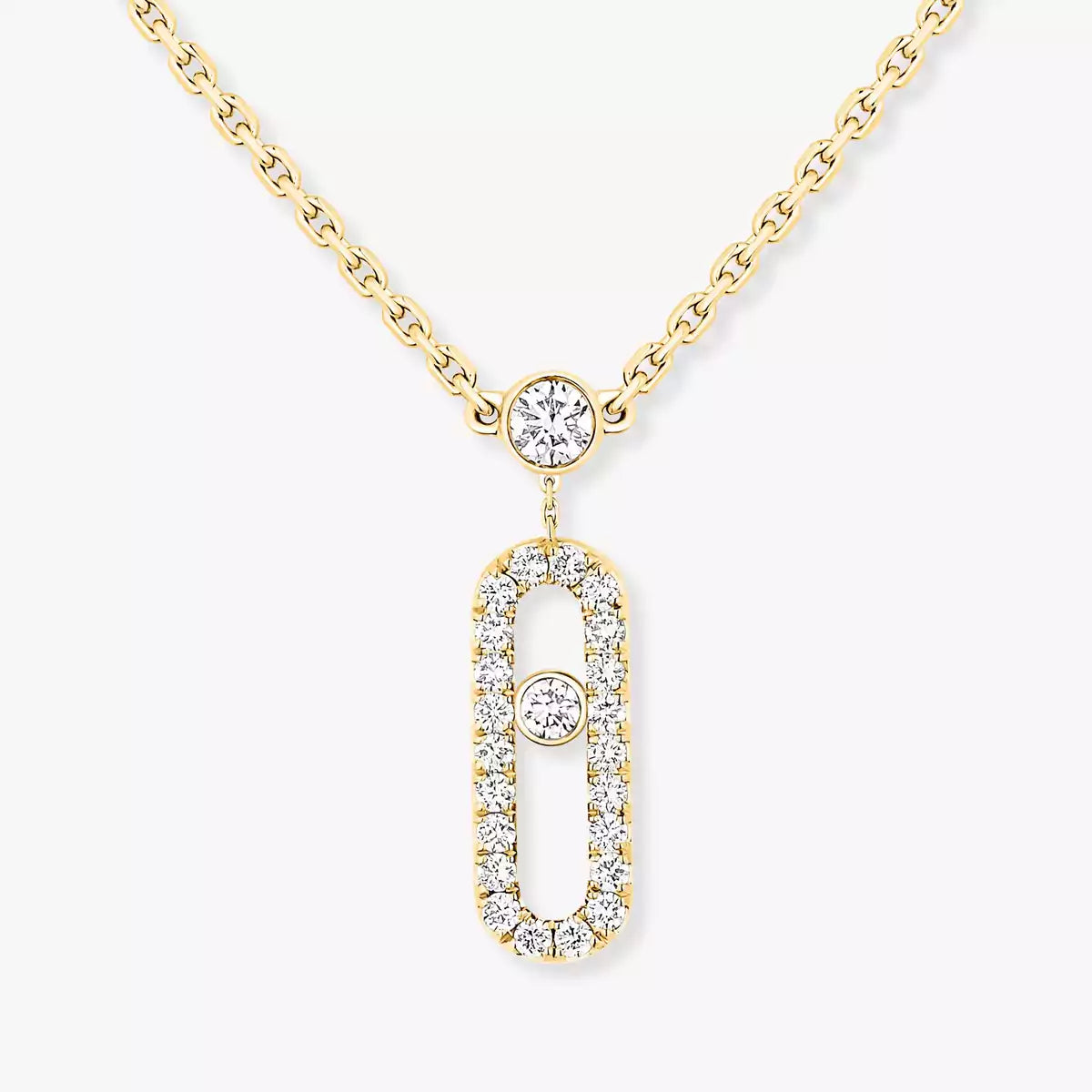 [ Moco ]2 Rows Rose Gold Diamond Pave_ Necklace Move Uno