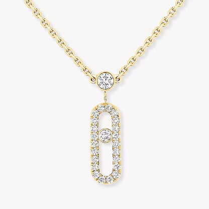 [ Moco ]2 Rows Rose Gold Diamond Pave_ Necklace Move Uno