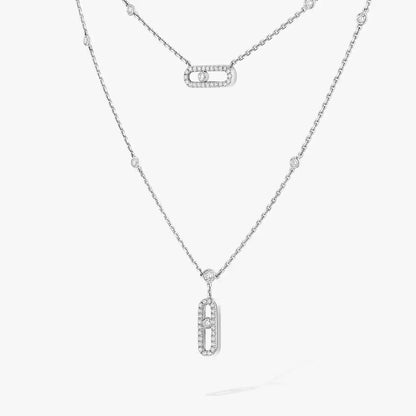 [ Moco ]2 Rows Rose Gold Diamond Pave_ Necklace Move Uno