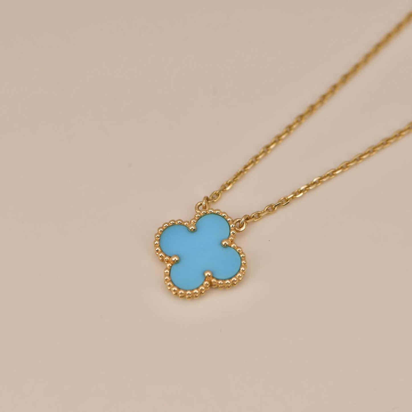 [moco jewelrys]CLOVER 15MM VINTAGE TURQUOISE NECKLACE