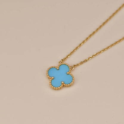 [moco jewelrys]CLOVER 15MM VINTAGE TURQUOISE NECKLACE