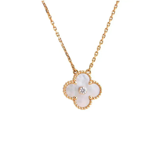 [moco jewelrys]KLEE 15MM DIAMANT WEISSE PERLMUTT-HALSKETTE