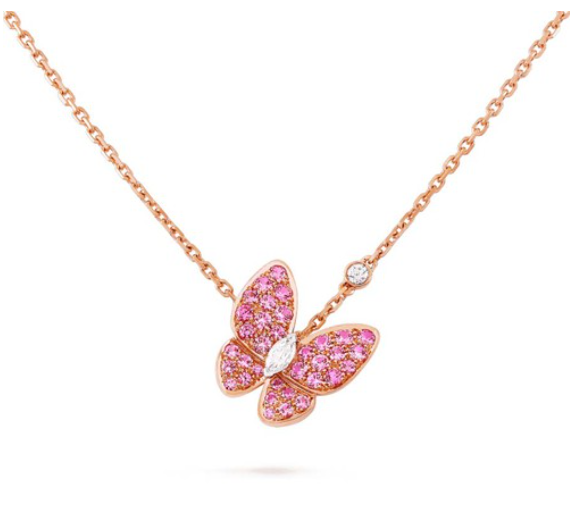 [moco jewelrys]BUTTERFLY RED DIAMOND ROSE GOLD NECKLACE