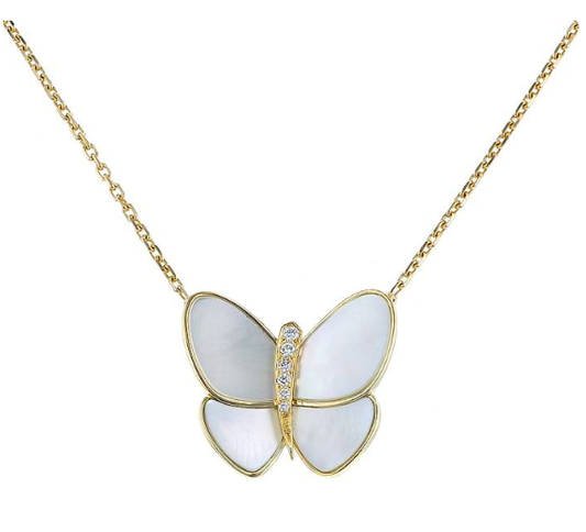 [moco jewelrys]SCHMETTERLING GOLD MOP DIAMANT HALSKETTE
