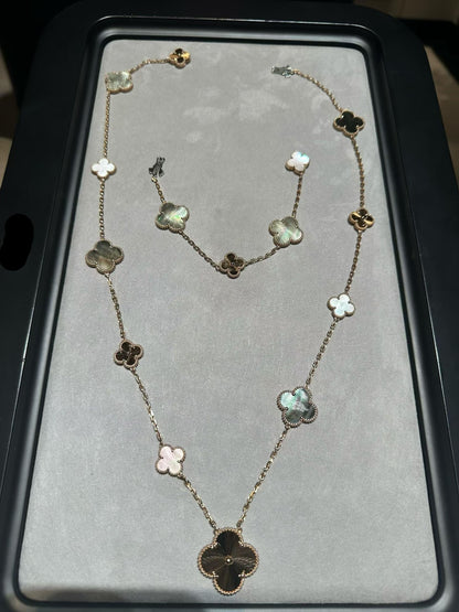 [Moco jewelrys] 25 NEW CLOVER 15 MOTIFS GRAY MOTHER-OF-PEARL