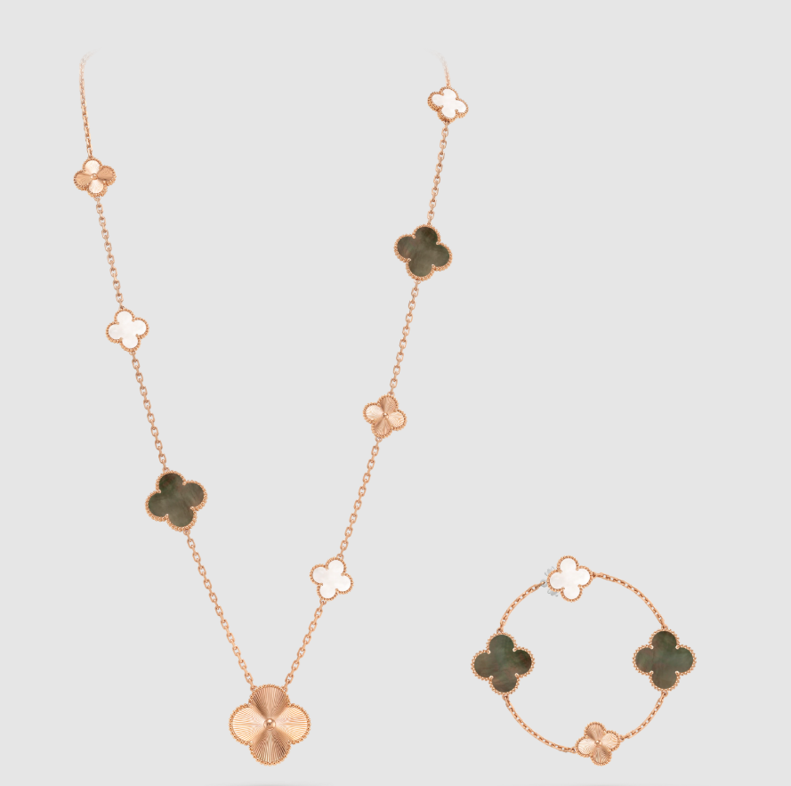 [Moco jewelrys] 25 NEW CLOVER 15 MOTIFS GRAY MOTHER-OF-PEARL