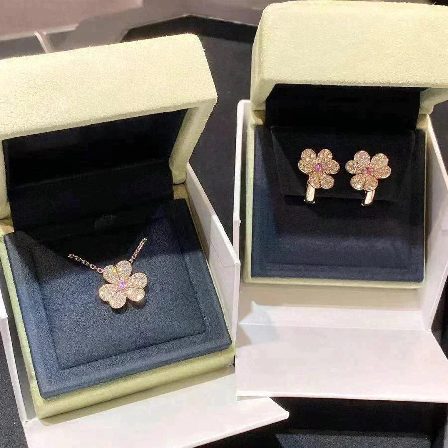 [moco jewelrys]FRIVOLE ROSE GOLD FLOWER DIAMOND NECKLACE