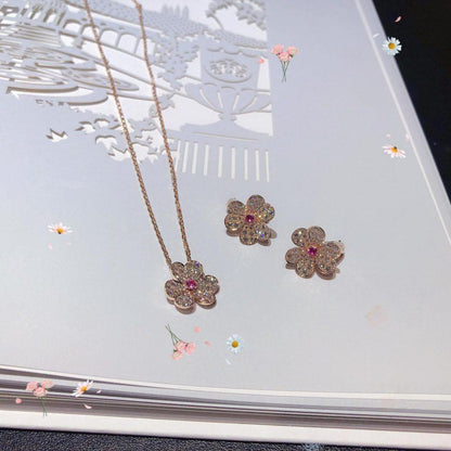 [moco jewelrys]FRIVOLE ROSE GOLD FLOWER DIAMOND NECKLACE