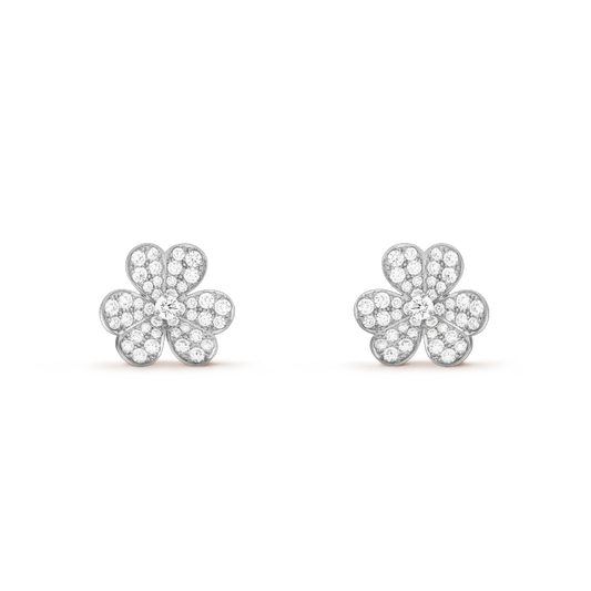 [moco jewelrys]FRIVOLE SILVER FLOWER DIAMOND EARRINGS