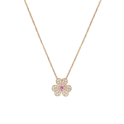 [moco jewelrys]FRIVOLE ROSE GOLD FLOWER DIAMOND NECKLACE
