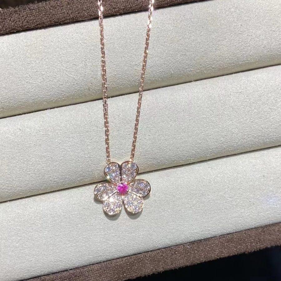 [moco jewelrys]FRIVOLE ROSE GOLD FLOWER DIAMOND NECKLACE