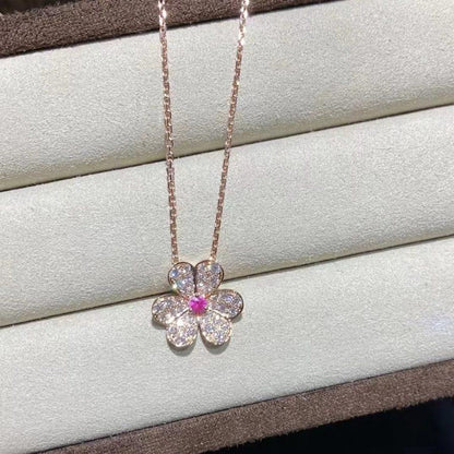 [moco jewelrys]FRIVOLE ROSE GOLD FLOWER DIAMOND NECKLACE