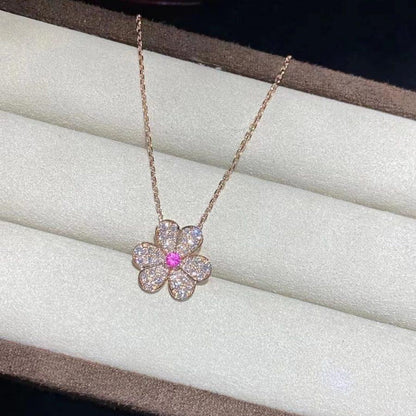 [moco jewelrys]FRIVOLE ROSE GOLD FLOWER DIAMOND NECKLACE