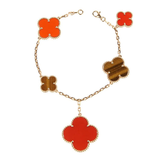 [moco jewelrys]KLEE-ARMBAND 5 MOTIVE KARNEOL TIGERAUGE