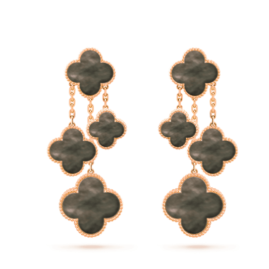 [moco jewelrys]KLEE-OHRRINGE DUNKLE PERLMUTT 4 MOTIVE ROSÉGOLD