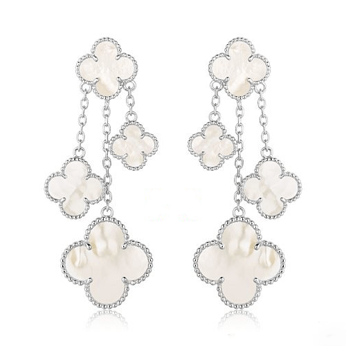 [moco jewelrys]KLEE-OHRRINGE WEISS PERLMUTT 4 MOTIVE SILBER