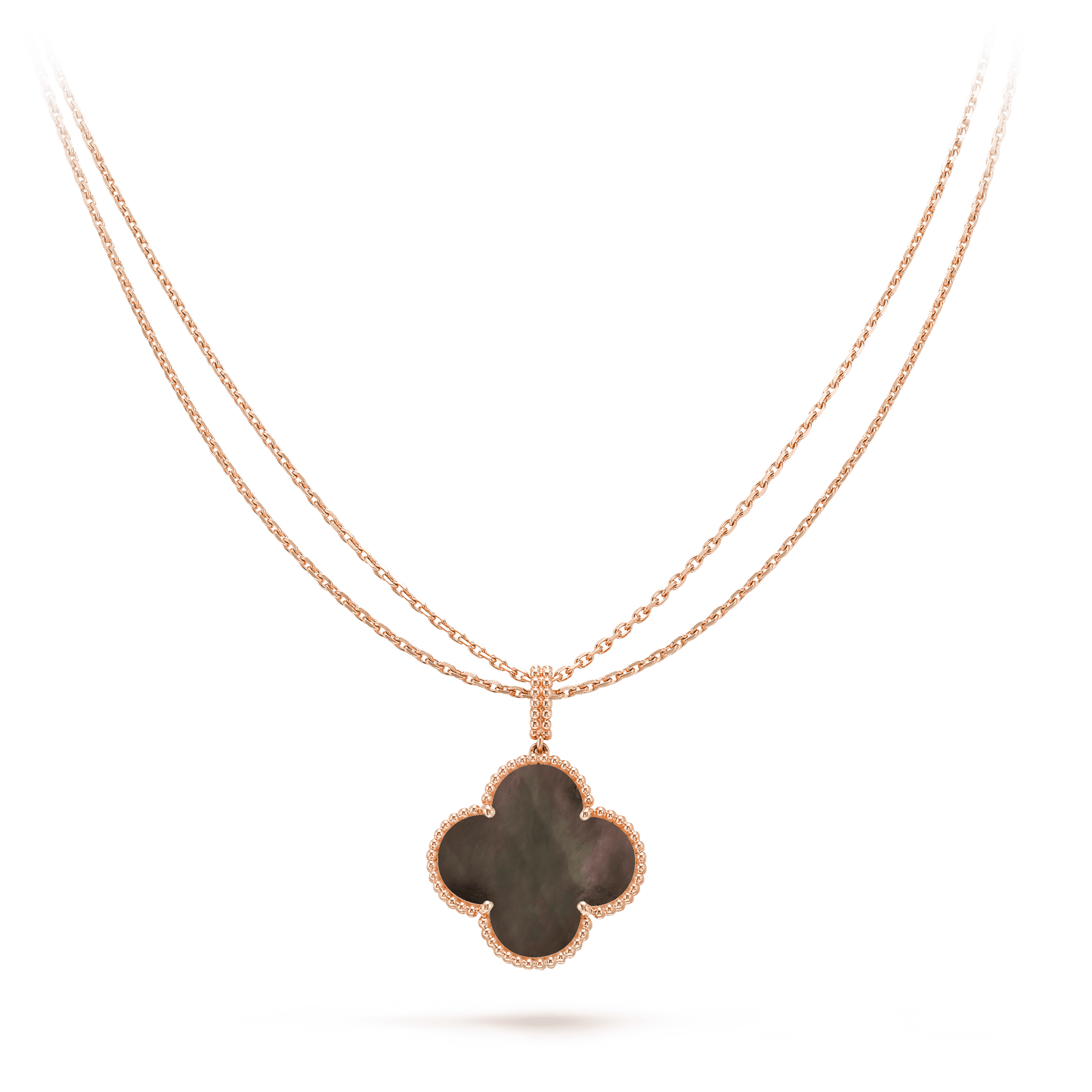 [moco jewelrys]CLOVER 25MM GOLD DARK MOP BIG CLOVER NECKLACE