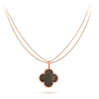 [moco jewelrys]CLOVER 25MM GOLD DARK MOP BIG CLOVER NECKLACE