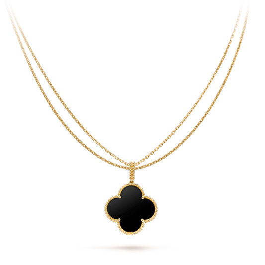 [moco jewelrys]KLEE 25MM GOLD ONYX GROßE KLEEHALSKETTE