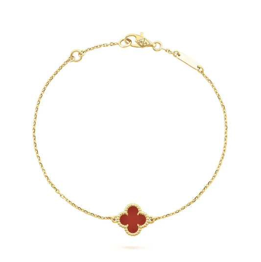[moco jewelrys]KLEE ROTER ACHAT EINZELBLUMEN-ARMBAND