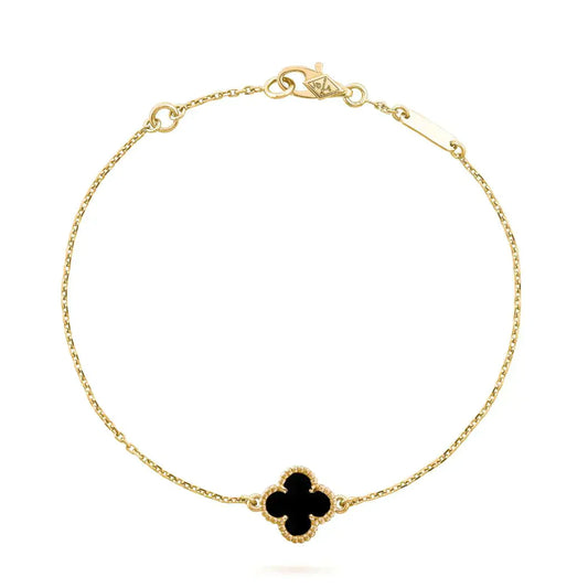 [moco jewelrys]KLEE ONYX EINZELNE BLUMENARMBAND