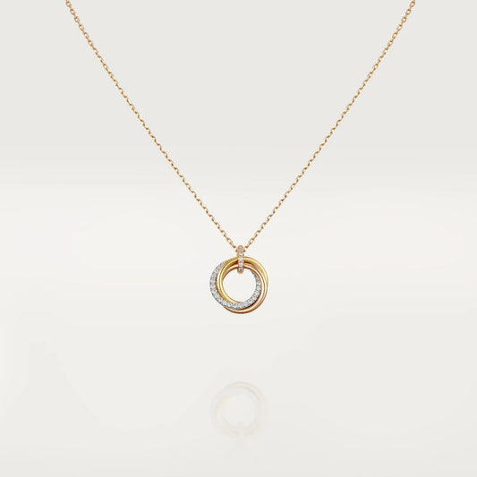 [moco jewelrys]TRINITY NECKLACE SILVER GOLD PINK GOLD DIAMONDS