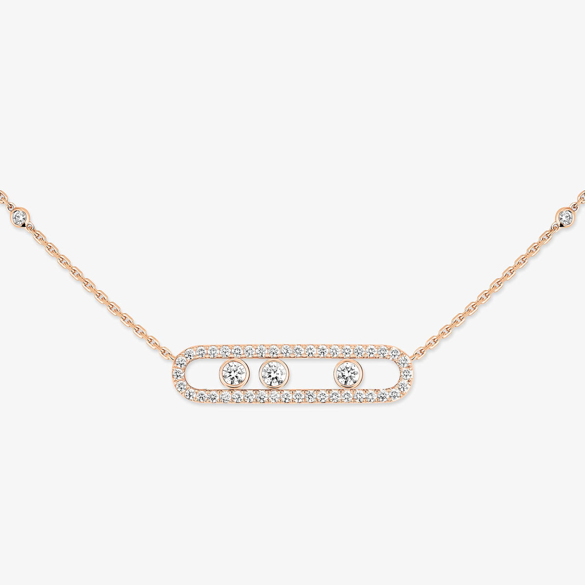 [ Moco ] Move Pave_ Rose Gold Diamond Necklace