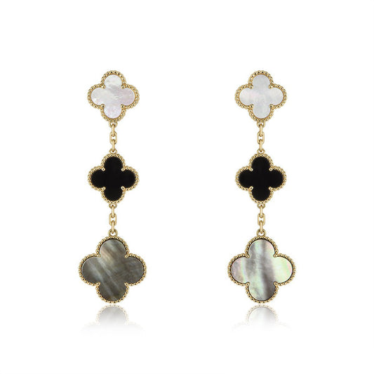 [moco jewelrys]KLEE-OHRRINGE GOLD ONYX MOP 3 MOTIVE