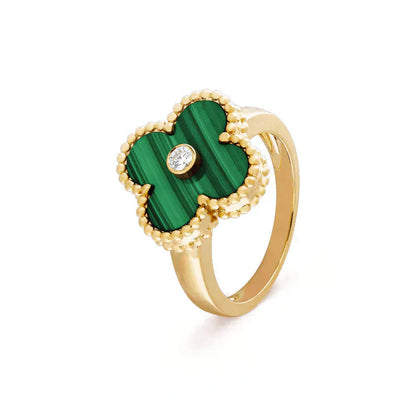 [moco jewelrys]CLOVER MALACHITE RING GOLD DIAMOND