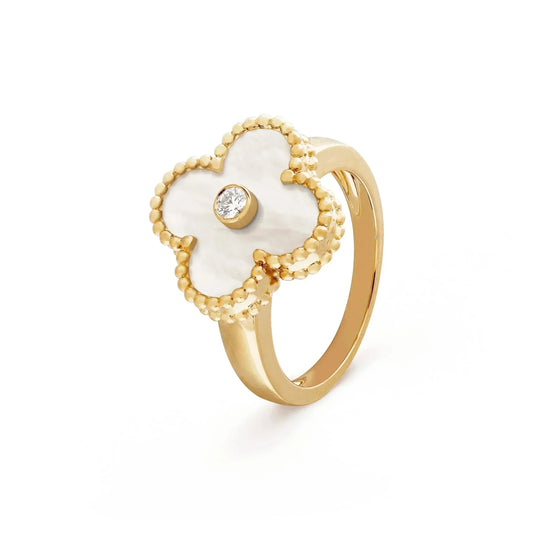[moco jewelrys]CLOVER PINK MOP RING GOLD DIAMOND